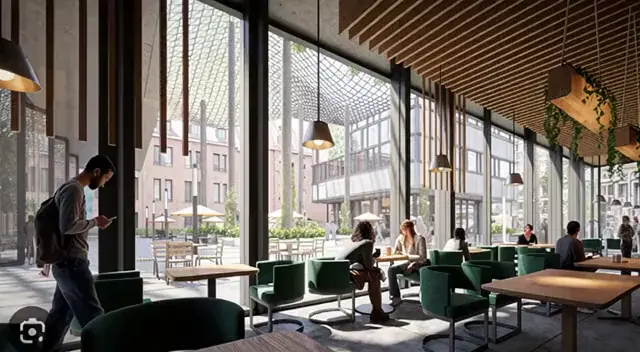 A still frame from a cinematic architectural walkthrough clip