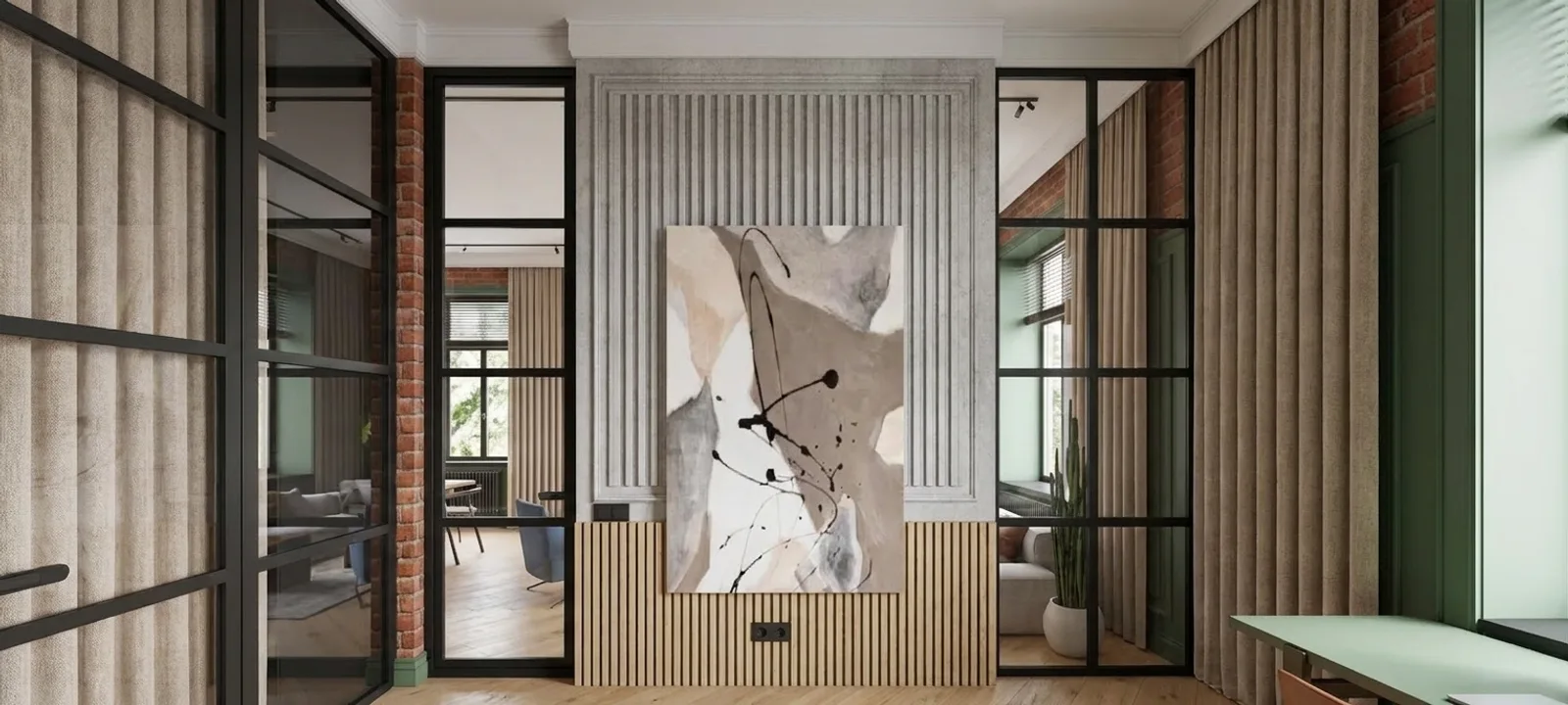 A black and white architectural staircase study