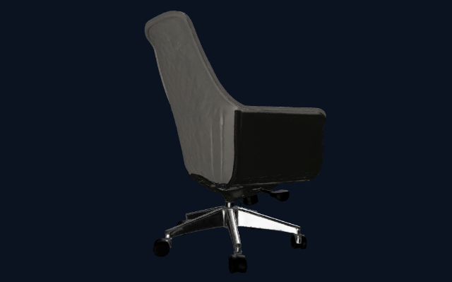 A generated 3D chair mesh shown in the model viewer